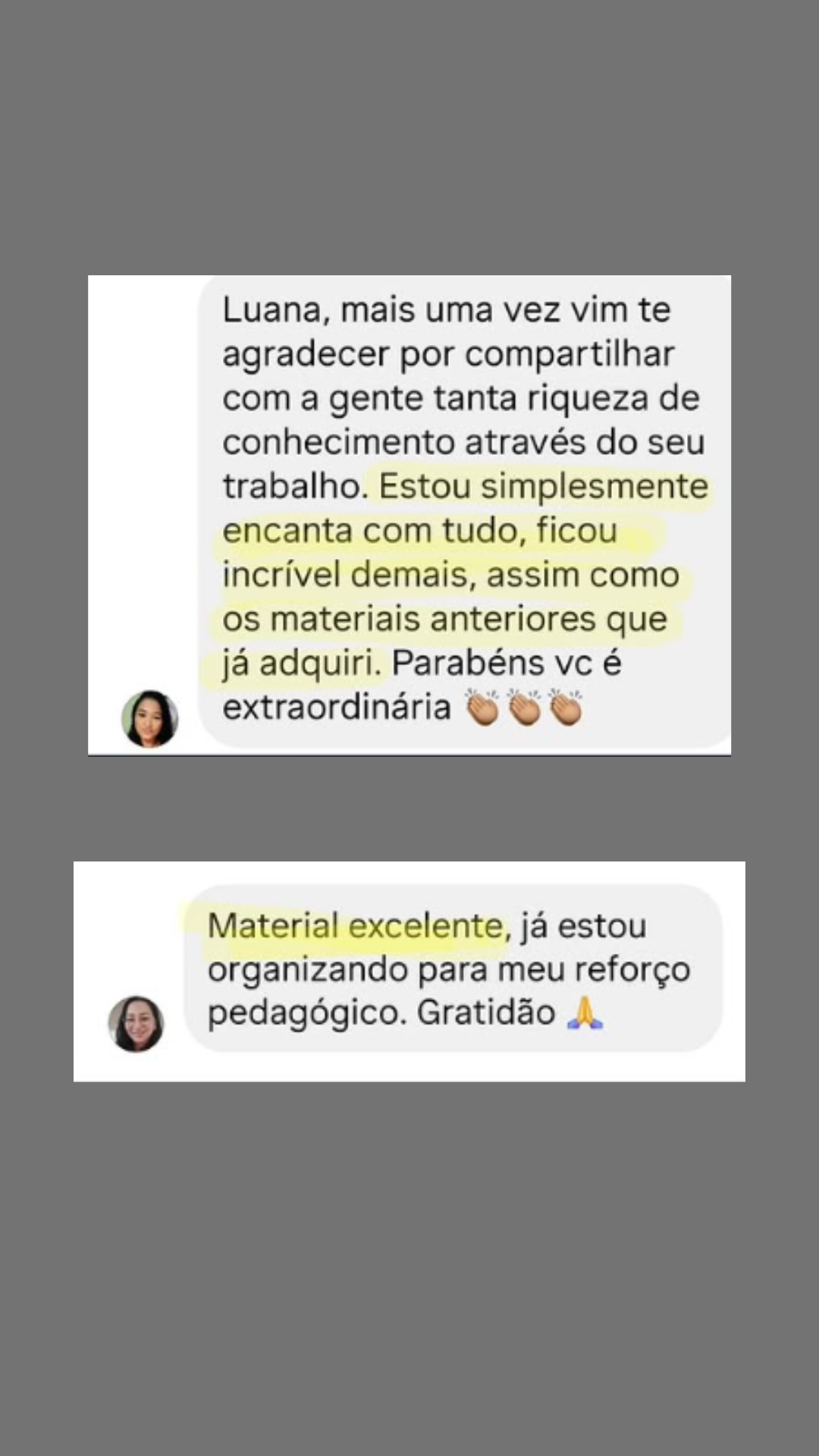 Depoimento de professora sobre as apostilas de matemática