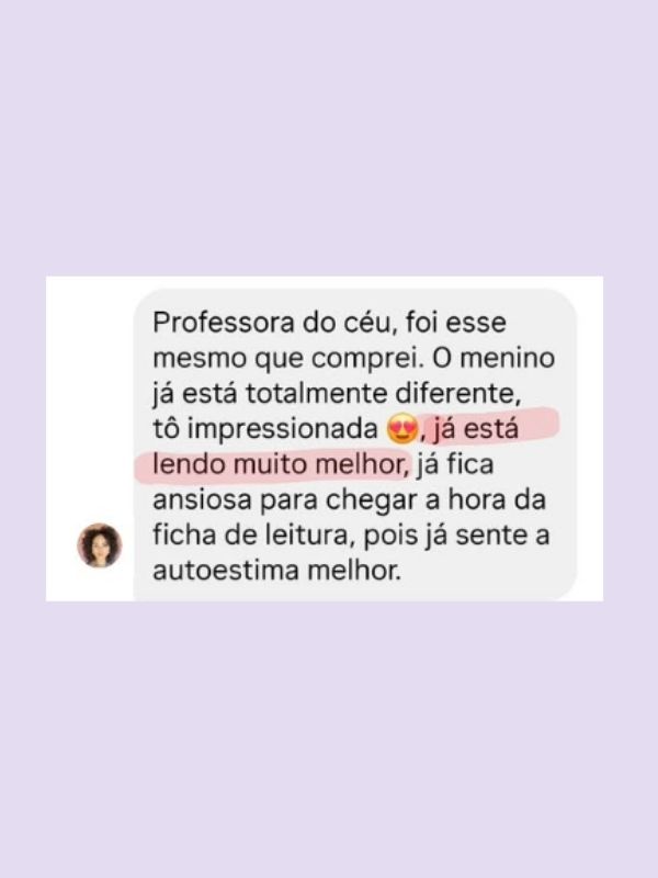 Depoimento — filho lendo muito melhor