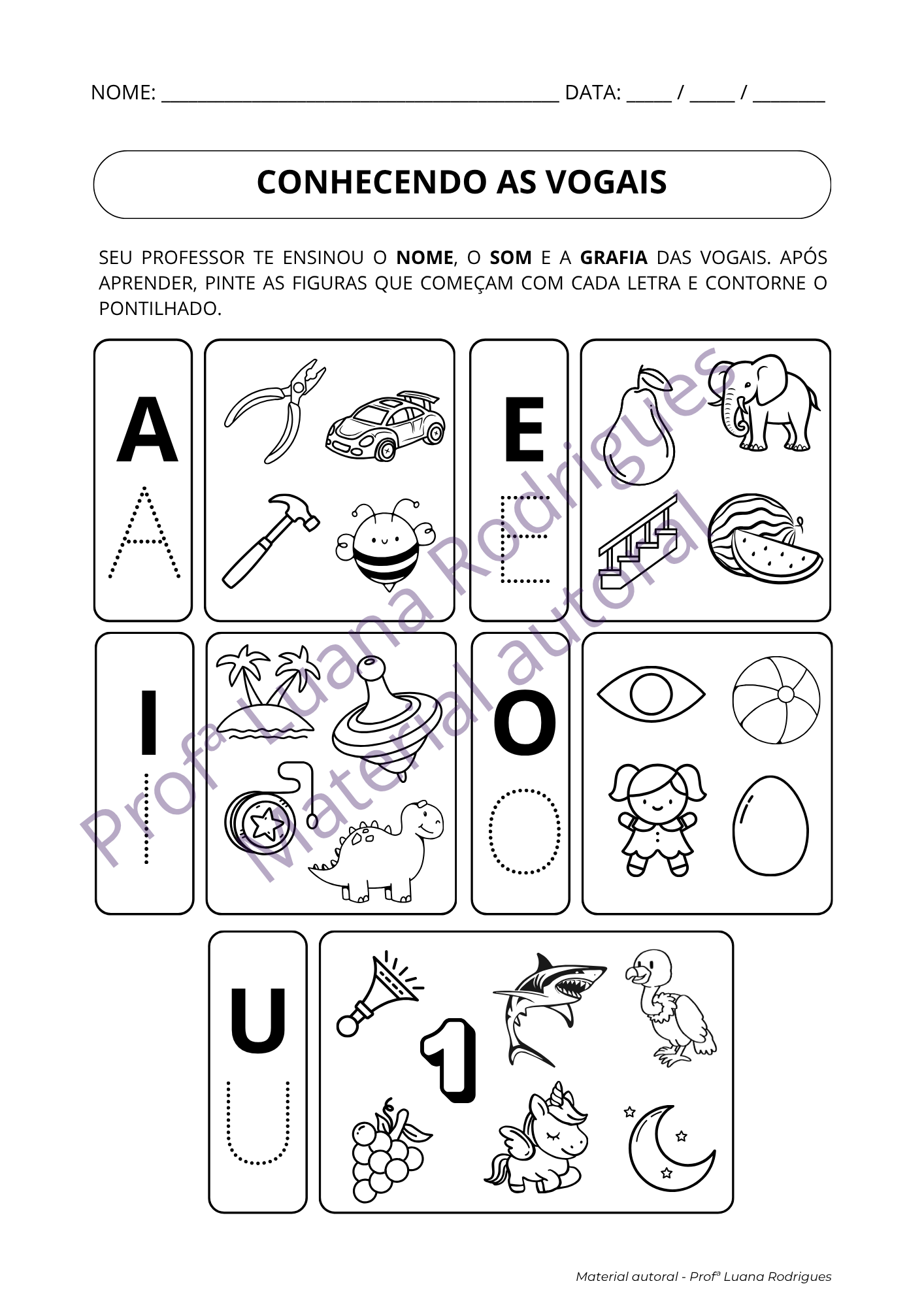 Atividade de alfabetização 1 — material da Comunidade Alfabetização Estruturada