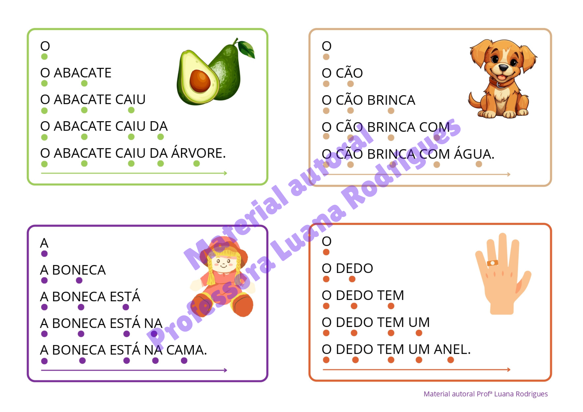 Cartela do Kit Destrave a Leitura