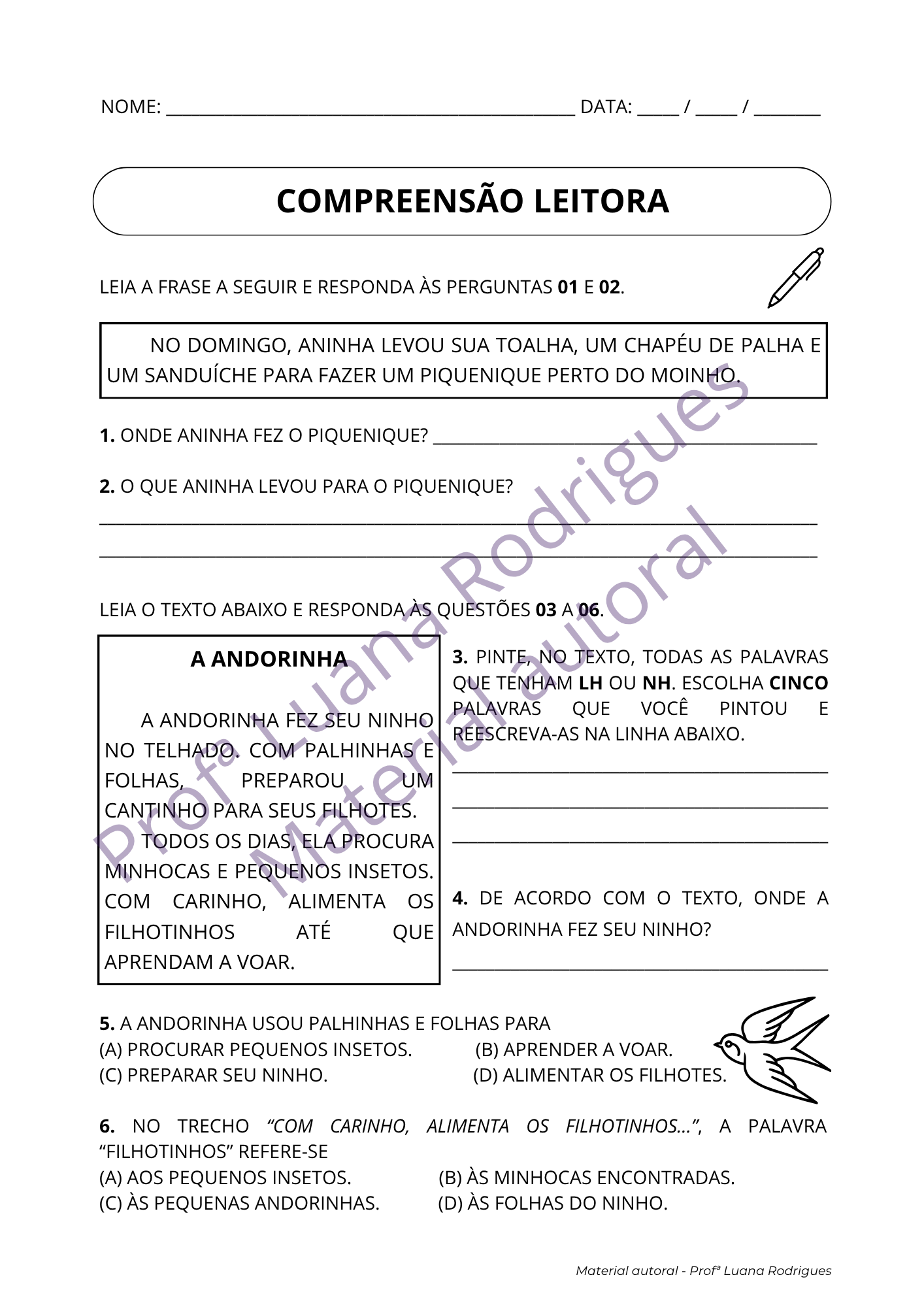 Atividade de alfabetização 12 — material da Comunidade Alfabetização Estruturada