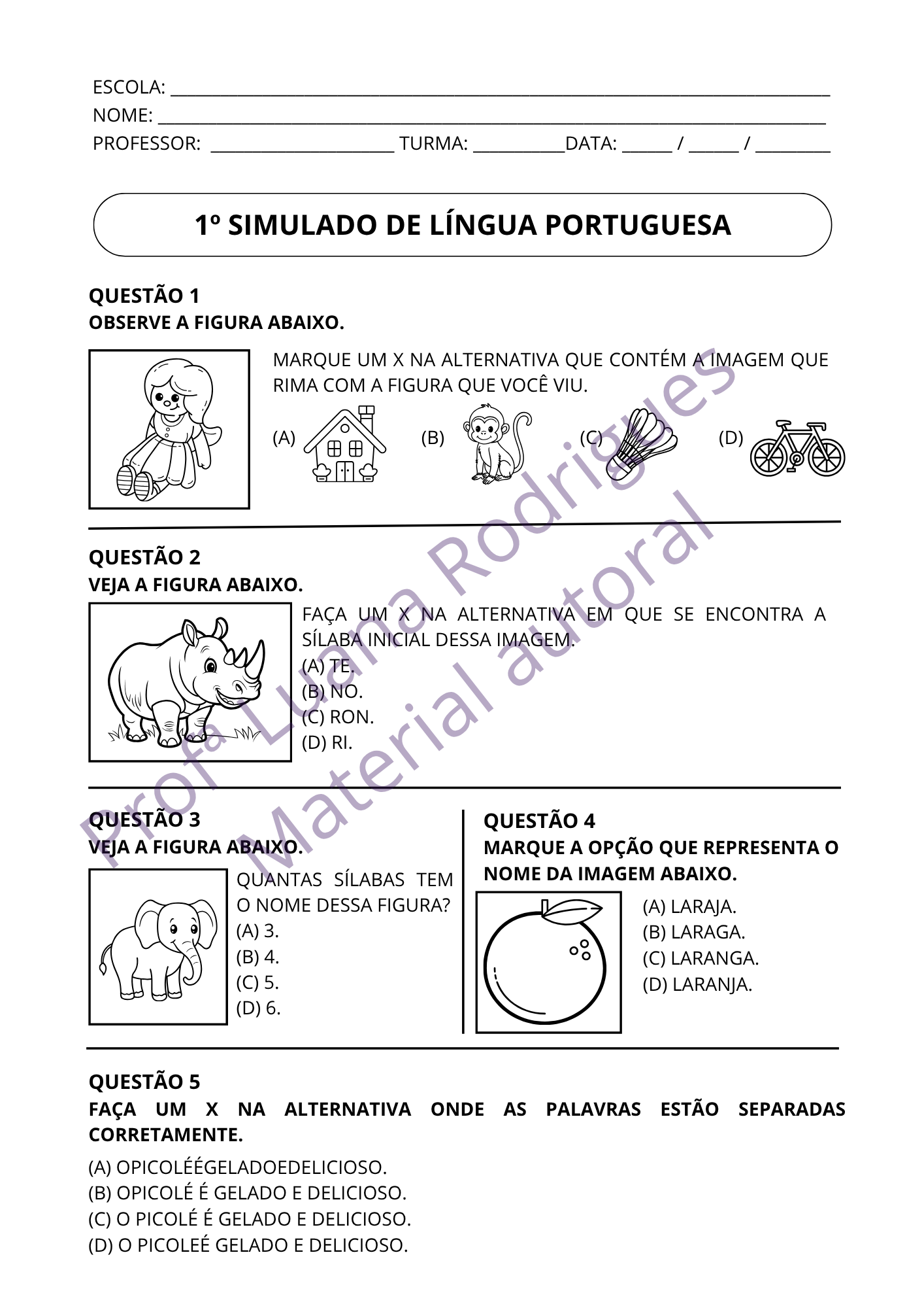 Atividade de alfabetização 15 — material da Comunidade Alfabetização Estruturada