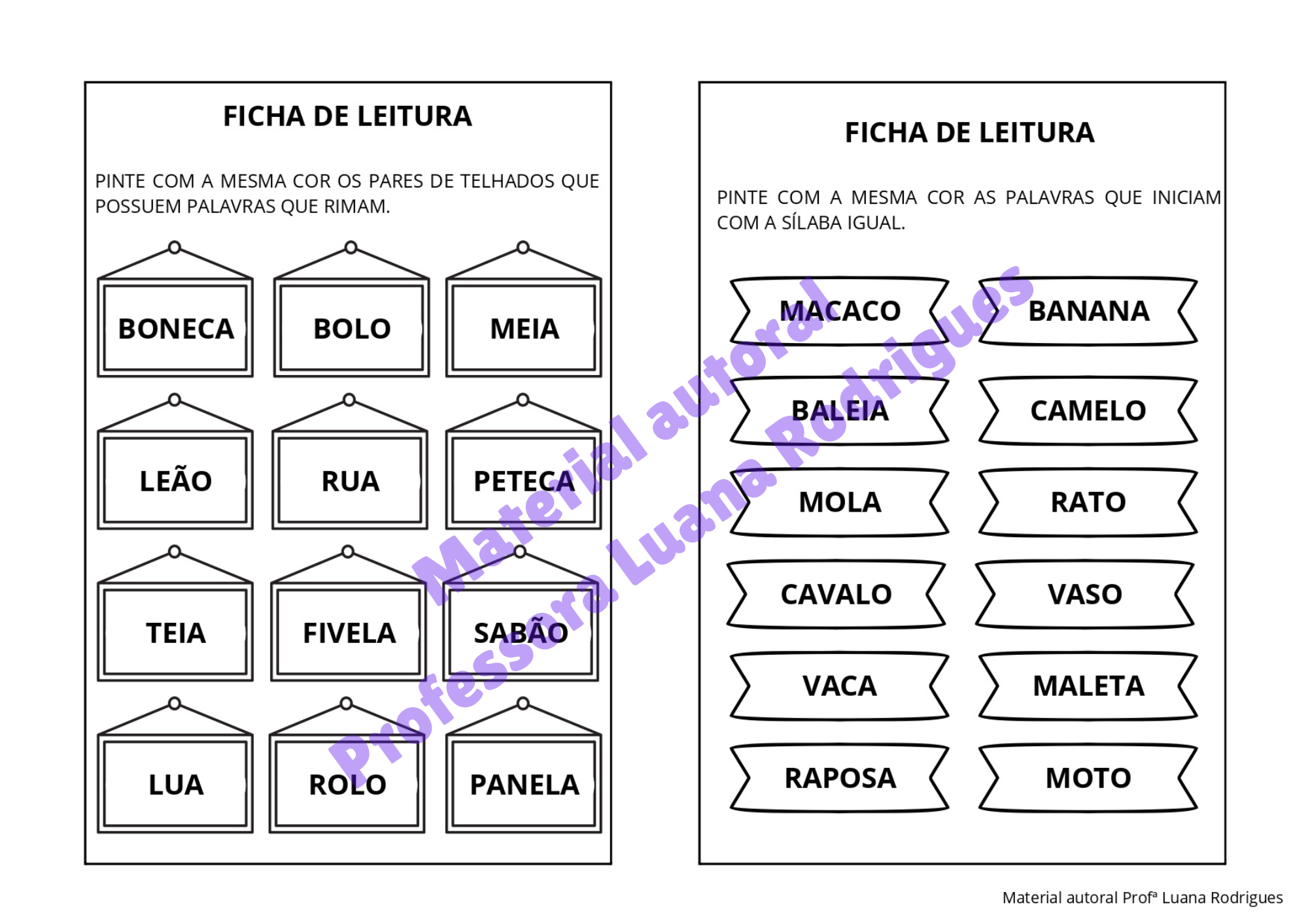 Cartela do Kit Destrave a Leitura