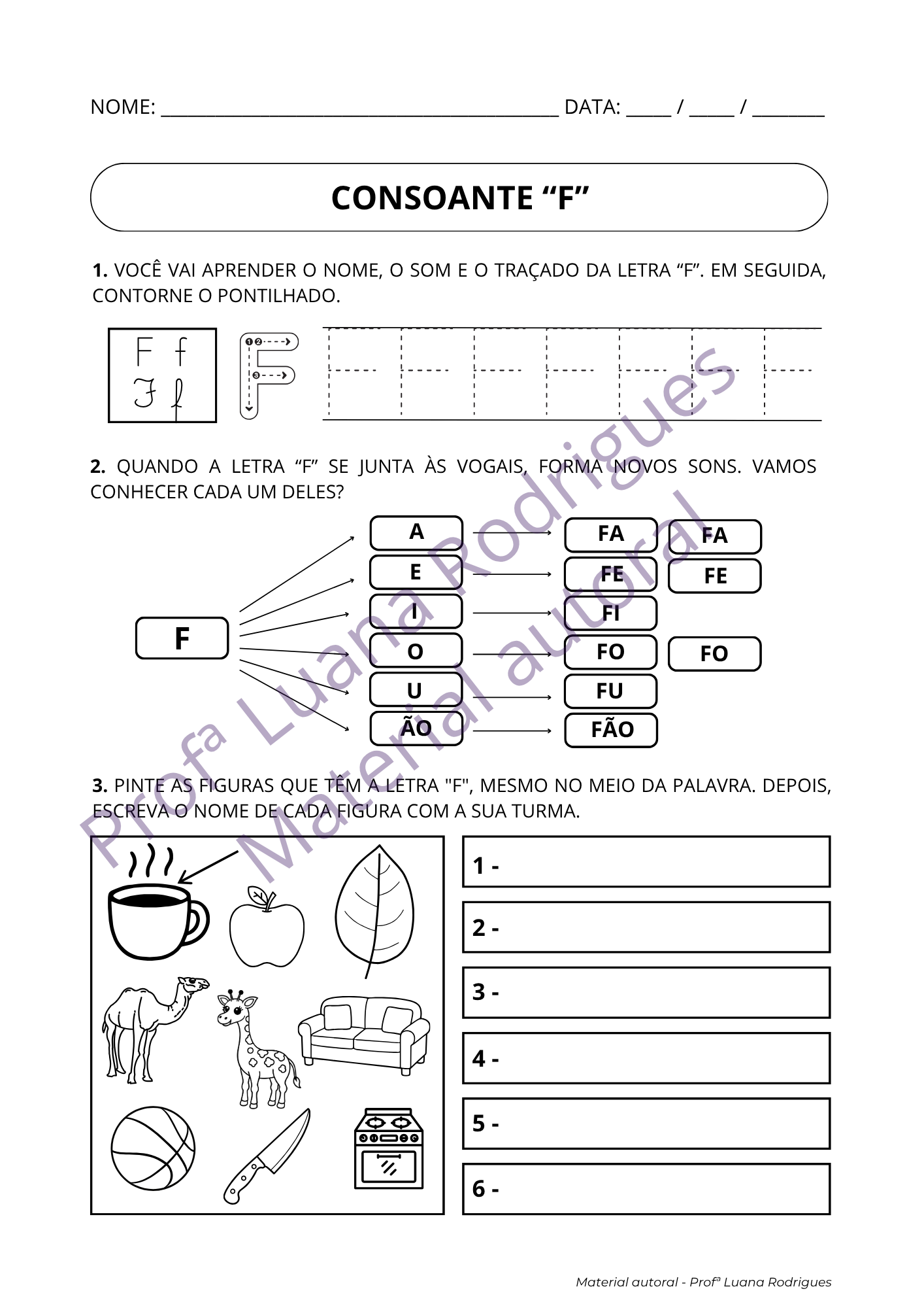 Atividade de alfabetização 3 — material da Comunidade Alfabetização Estruturada
