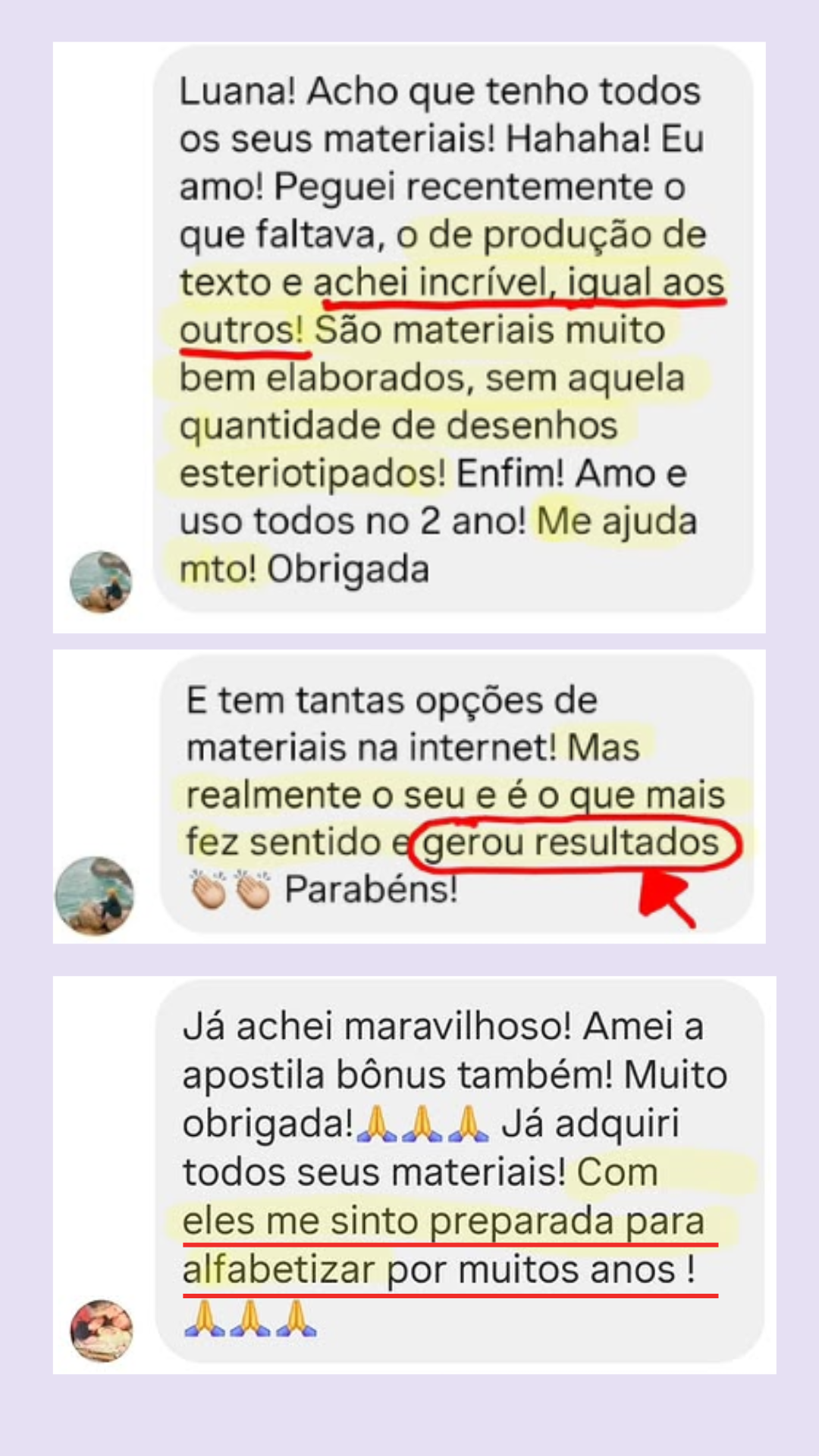 Depoimento de professora que aplicou a apostila