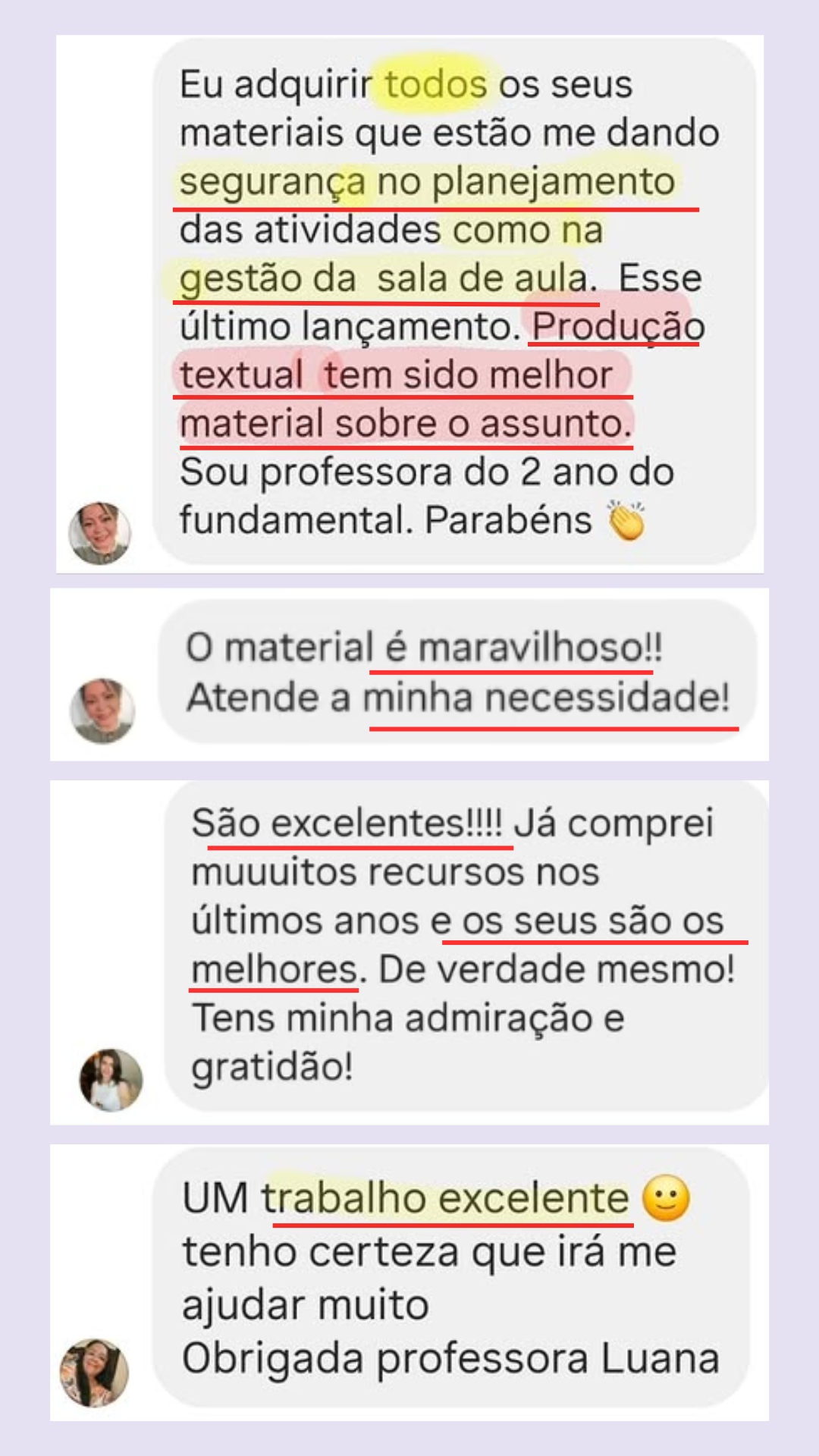 Depoimento de professora que aplicou a apostila