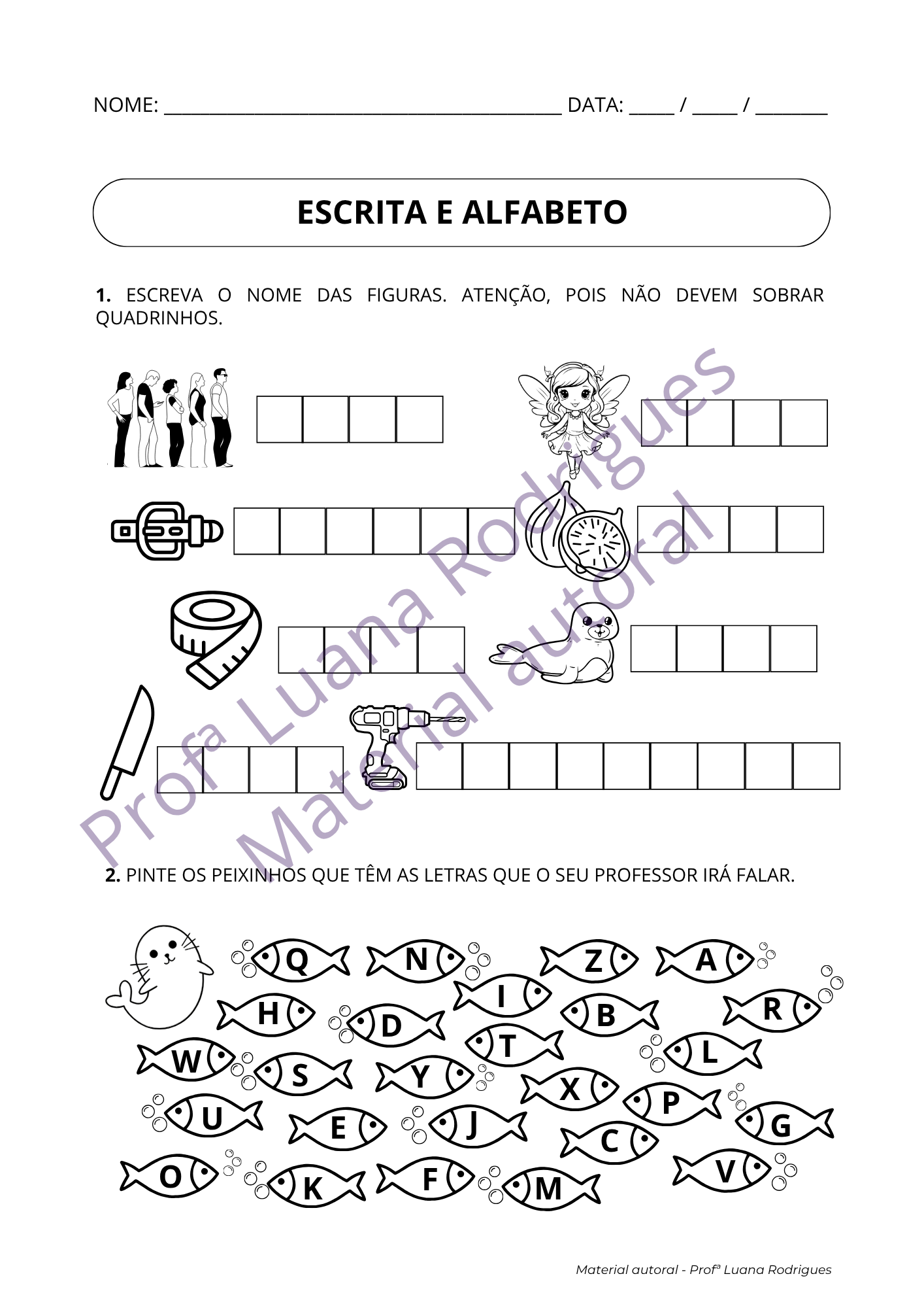 Atividade de alfabetização 5 — material da Comunidade Alfabetização Estruturada