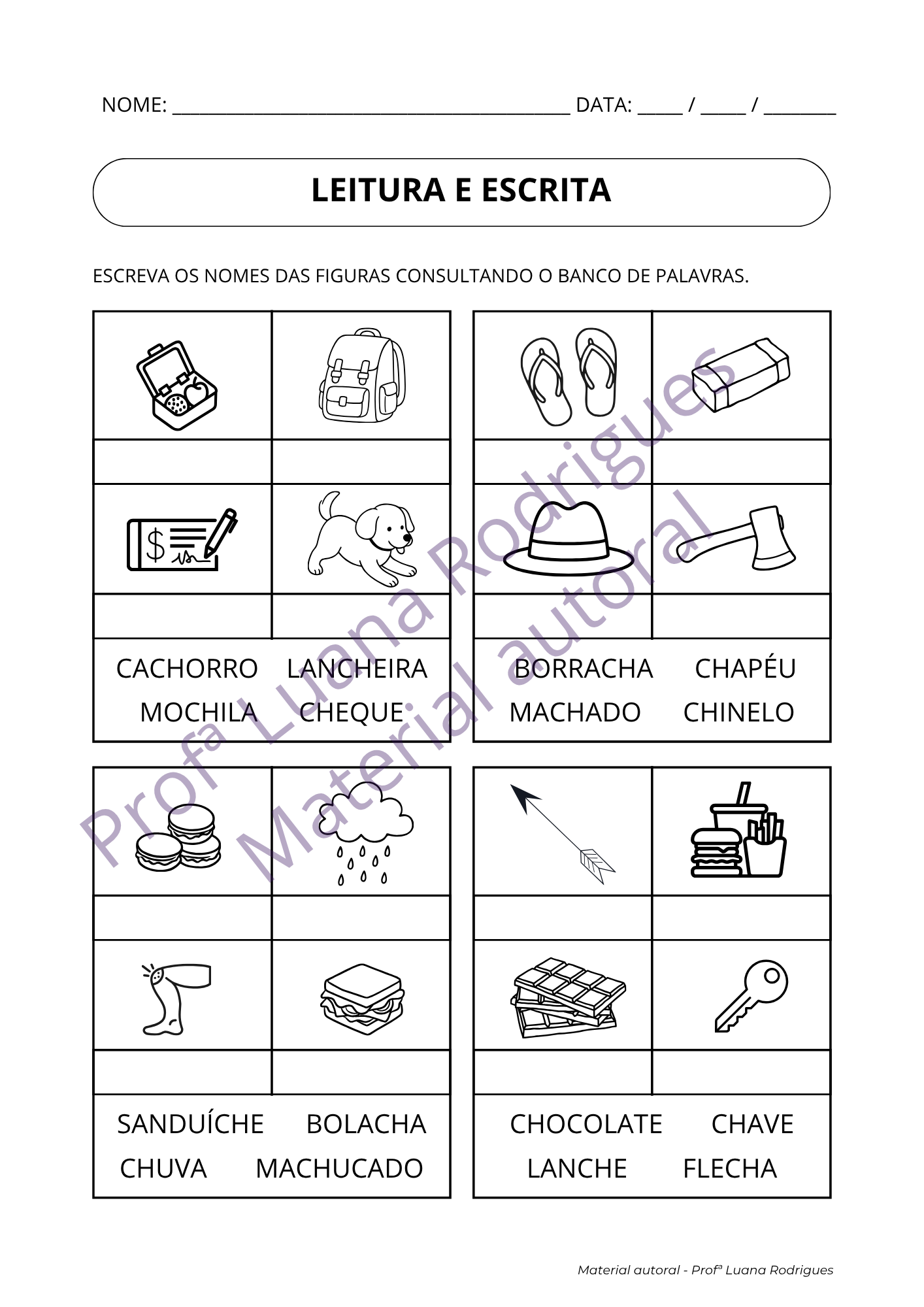 Atividade de alfabetização 6 — material da Comunidade Alfabetização Estruturada