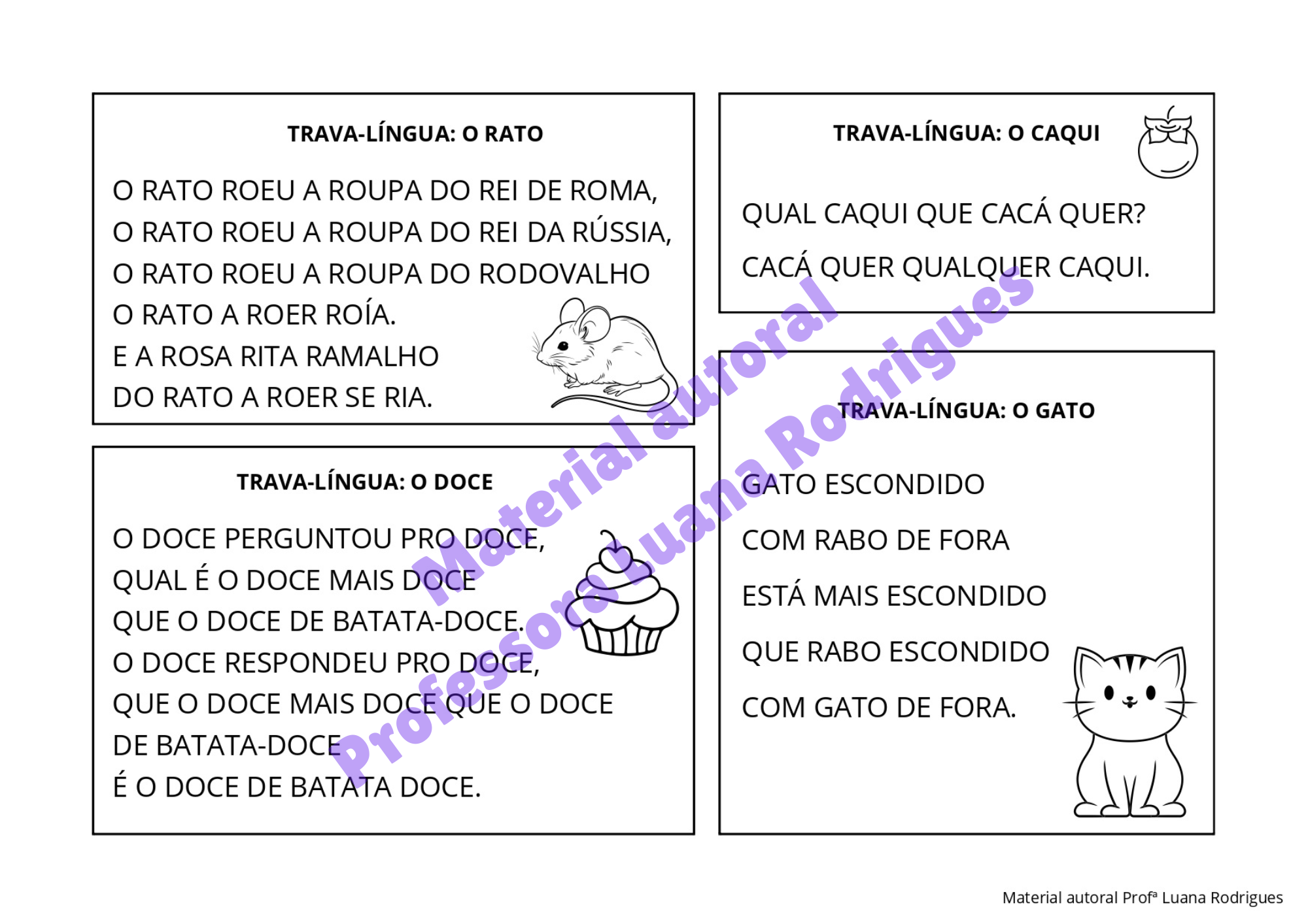 Cartela do Kit Destrave a Leitura