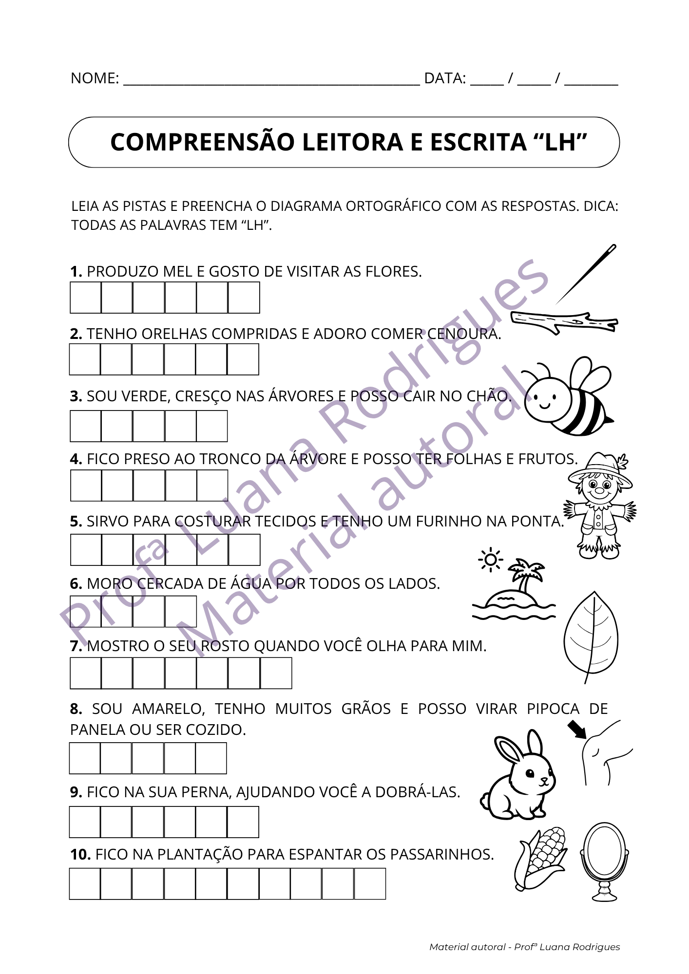 Atividade de alfabetização 8 — material da Comunidade Alfabetização Estruturada