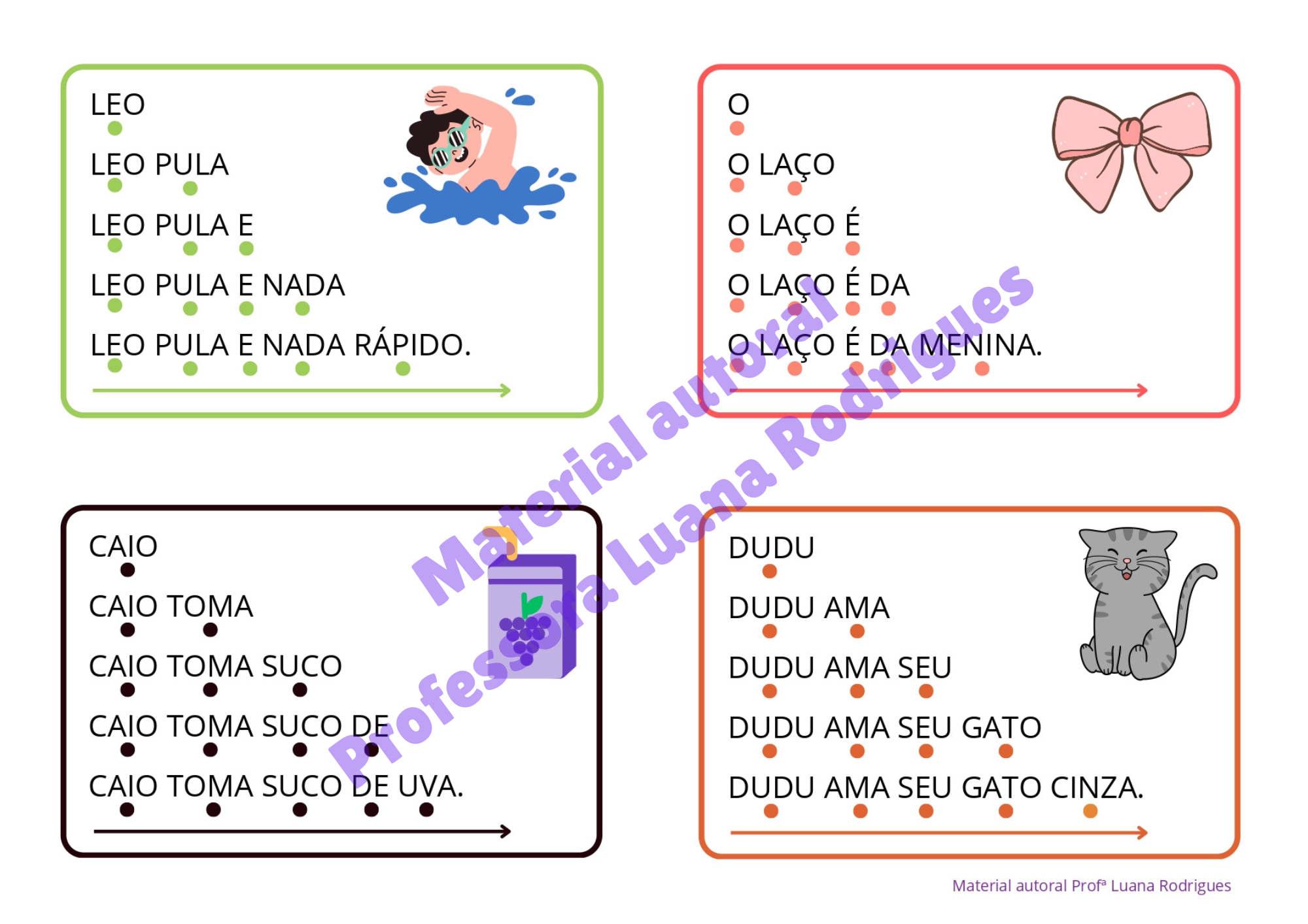 Cartela do Kit Destrave a Leitura