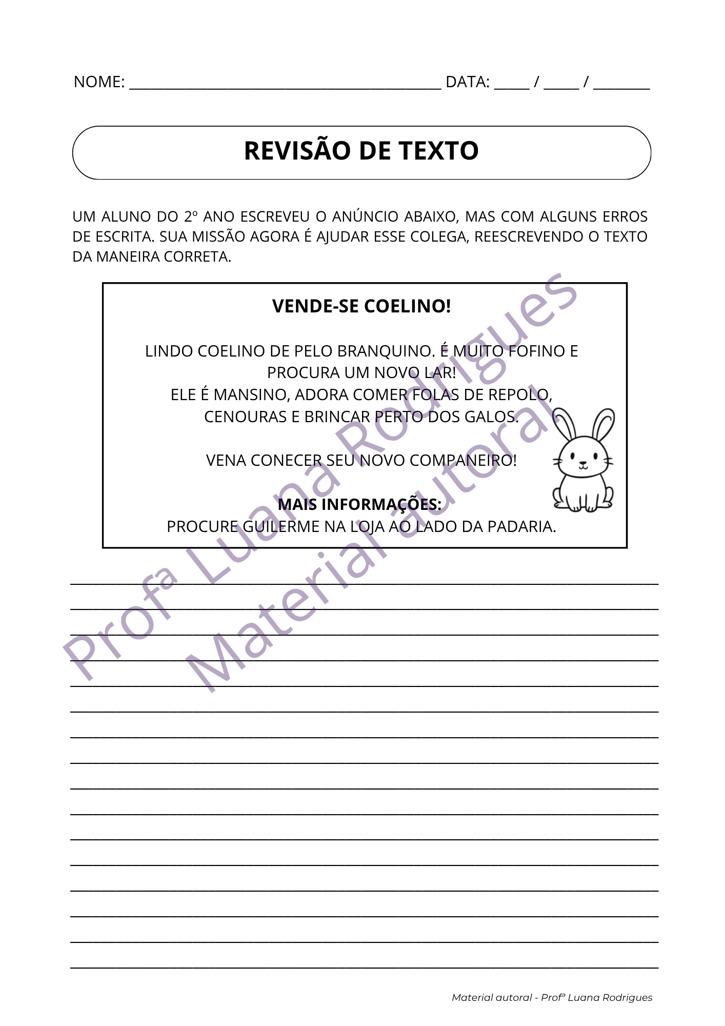 Atividade de alfabetização 9 — material da Comunidade Alfabetização Estruturada