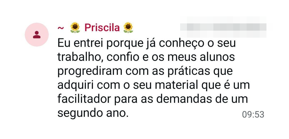 Depoimento de professora