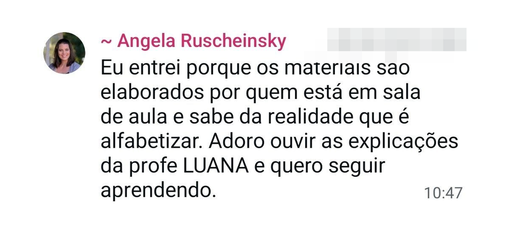 Depoimento de professora