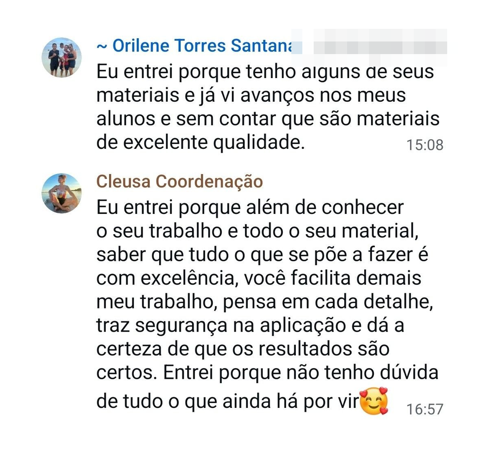 Depoimento de professora