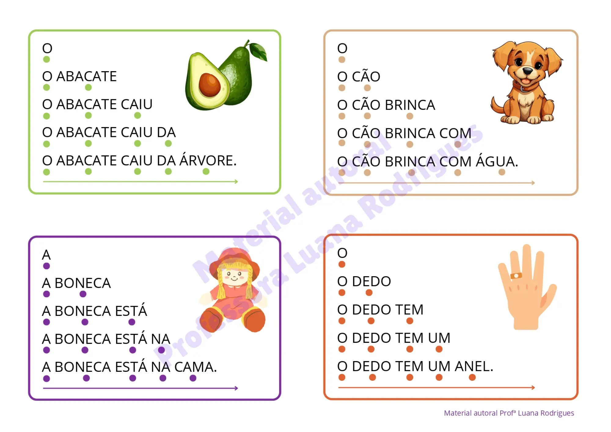 Cartela do Kit Destrave a Leitura