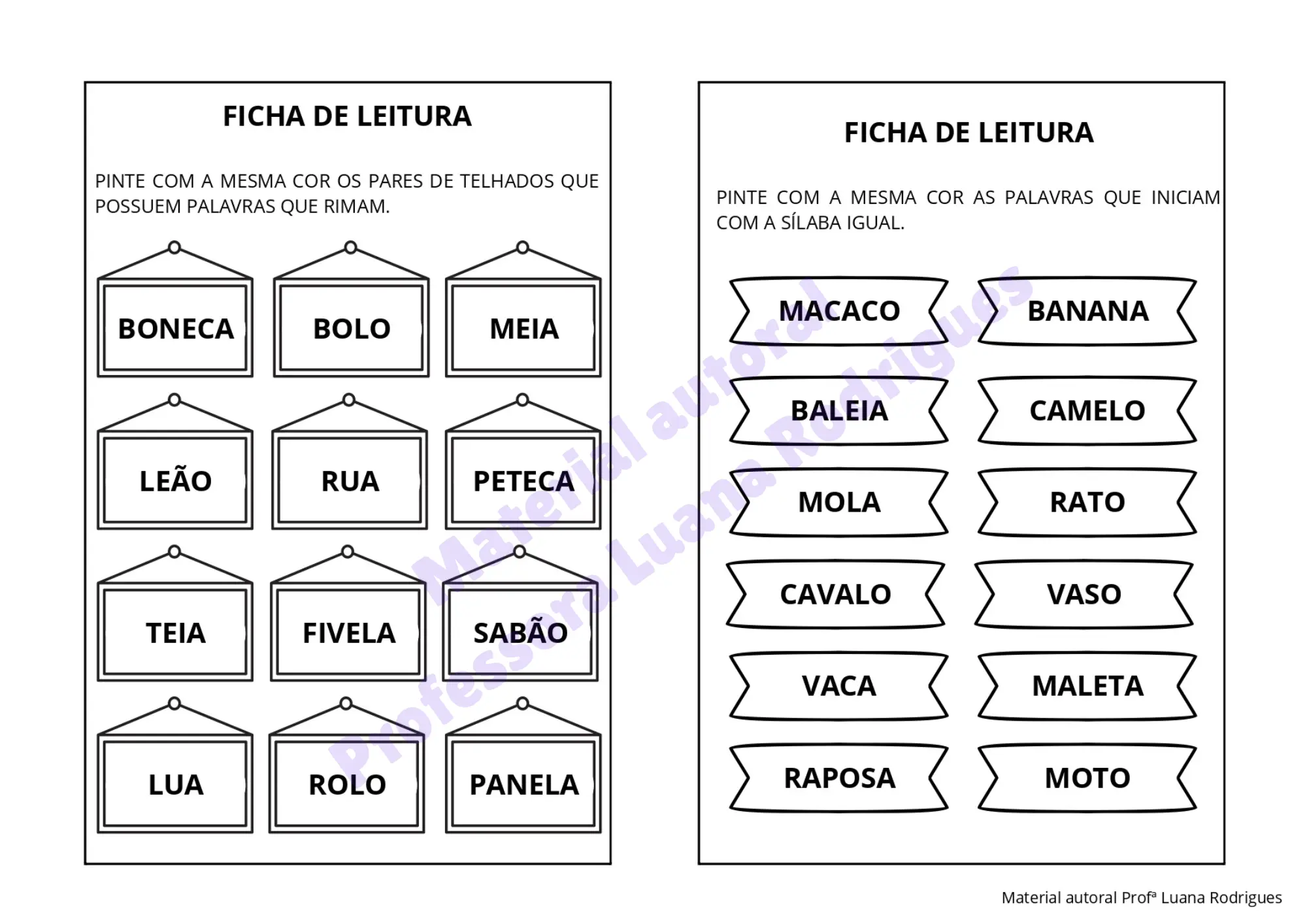 Cartela do Kit Destrave a Leitura