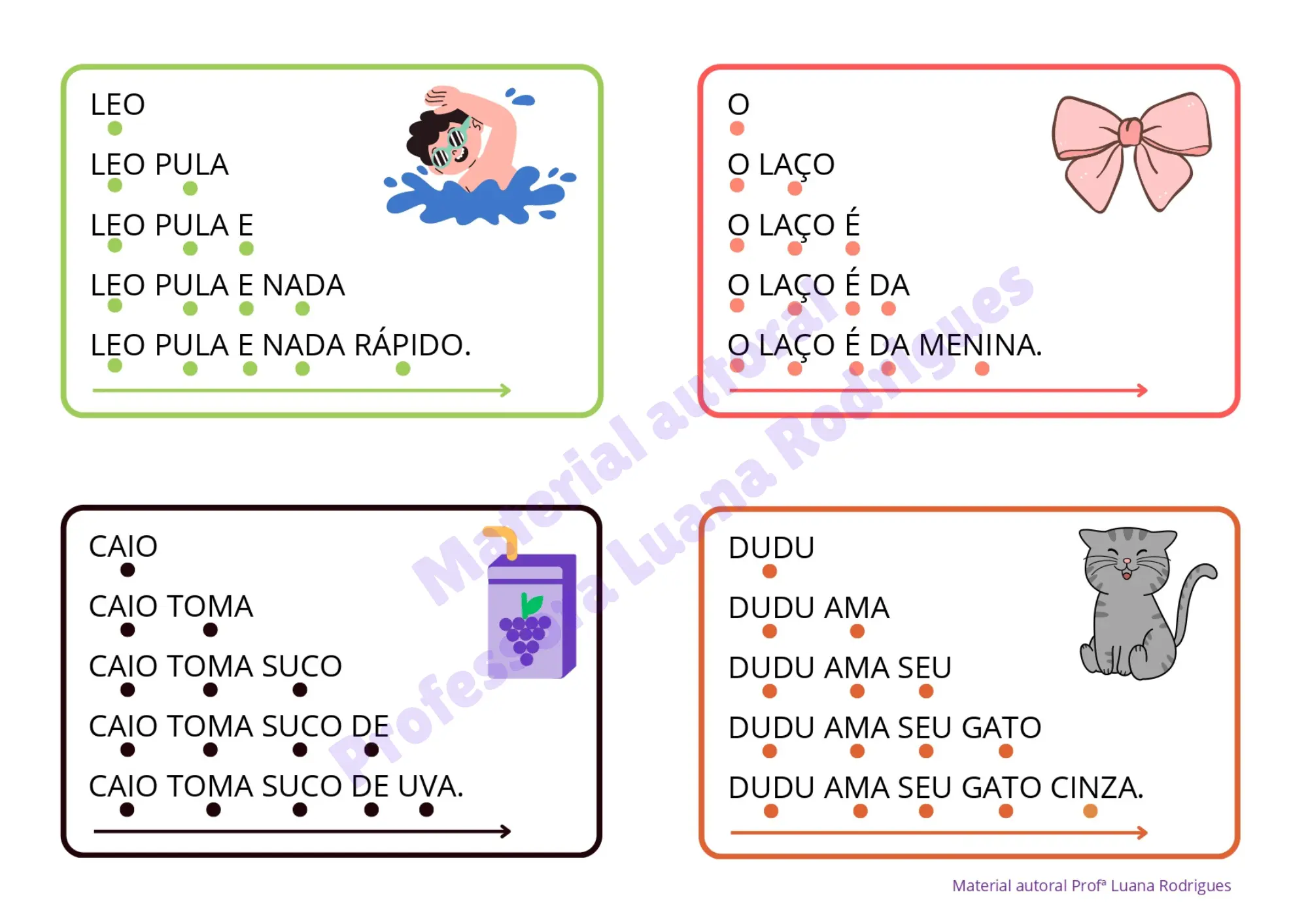 Cartela do Kit Destrave a Leitura